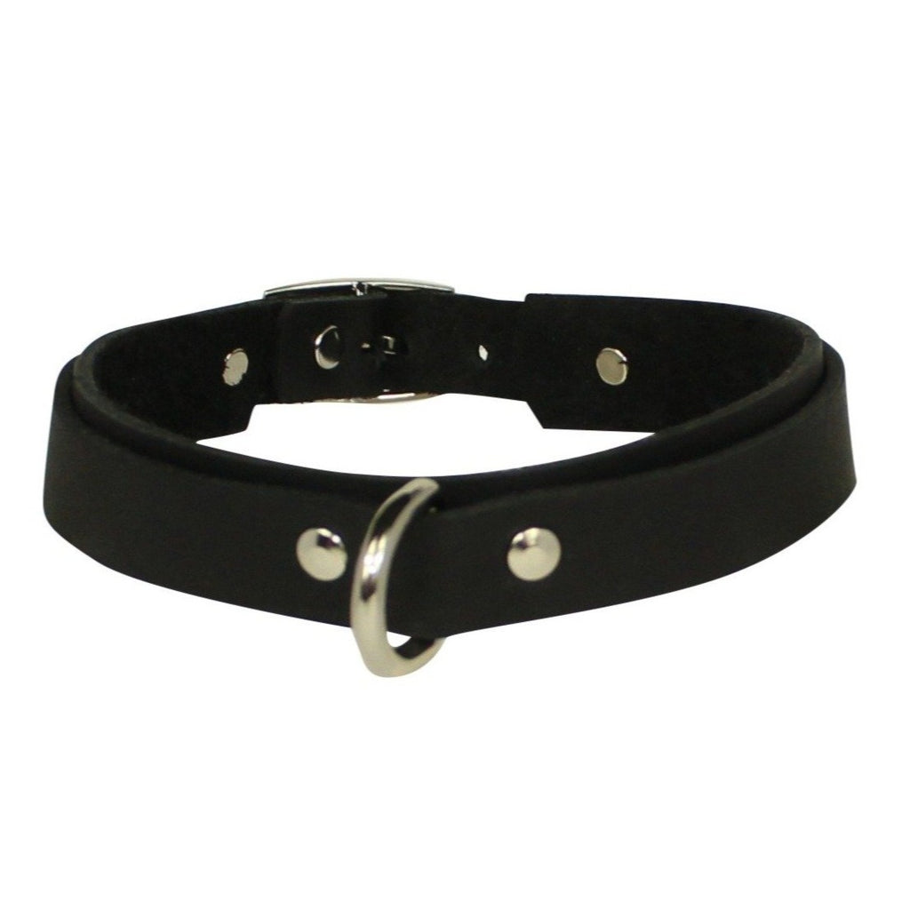 Leather Choker | Silver | Black Leather