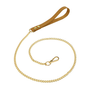 Leather Chain Lead | Gold | Tan