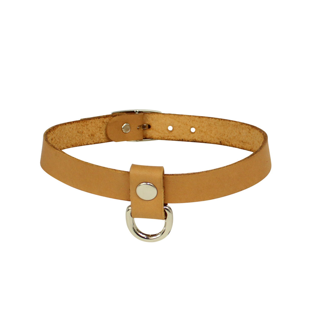 Bondage Collar | Tan Leather | Silver