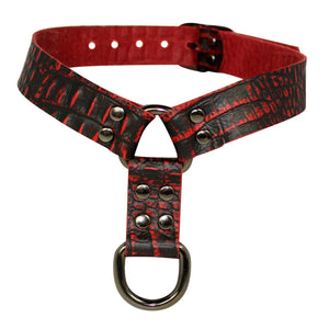 Leather Choker | Red Crocodile Embossed Leather