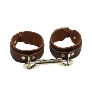 Leather Bondage Cuffs | Silver