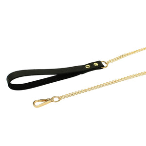 Leather Chain Lead | Gold | Black