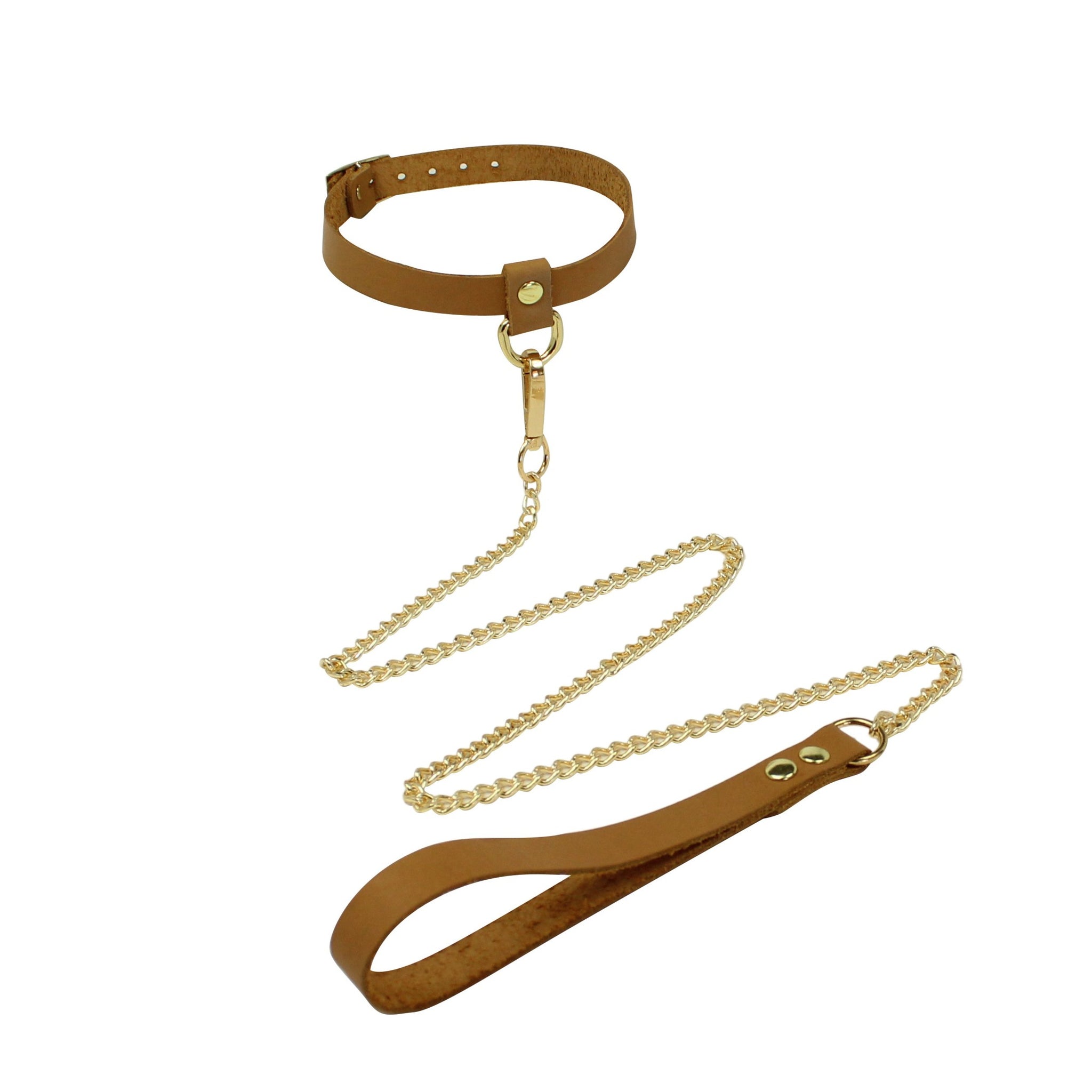 Leather Chain Lead | Gold | Tan