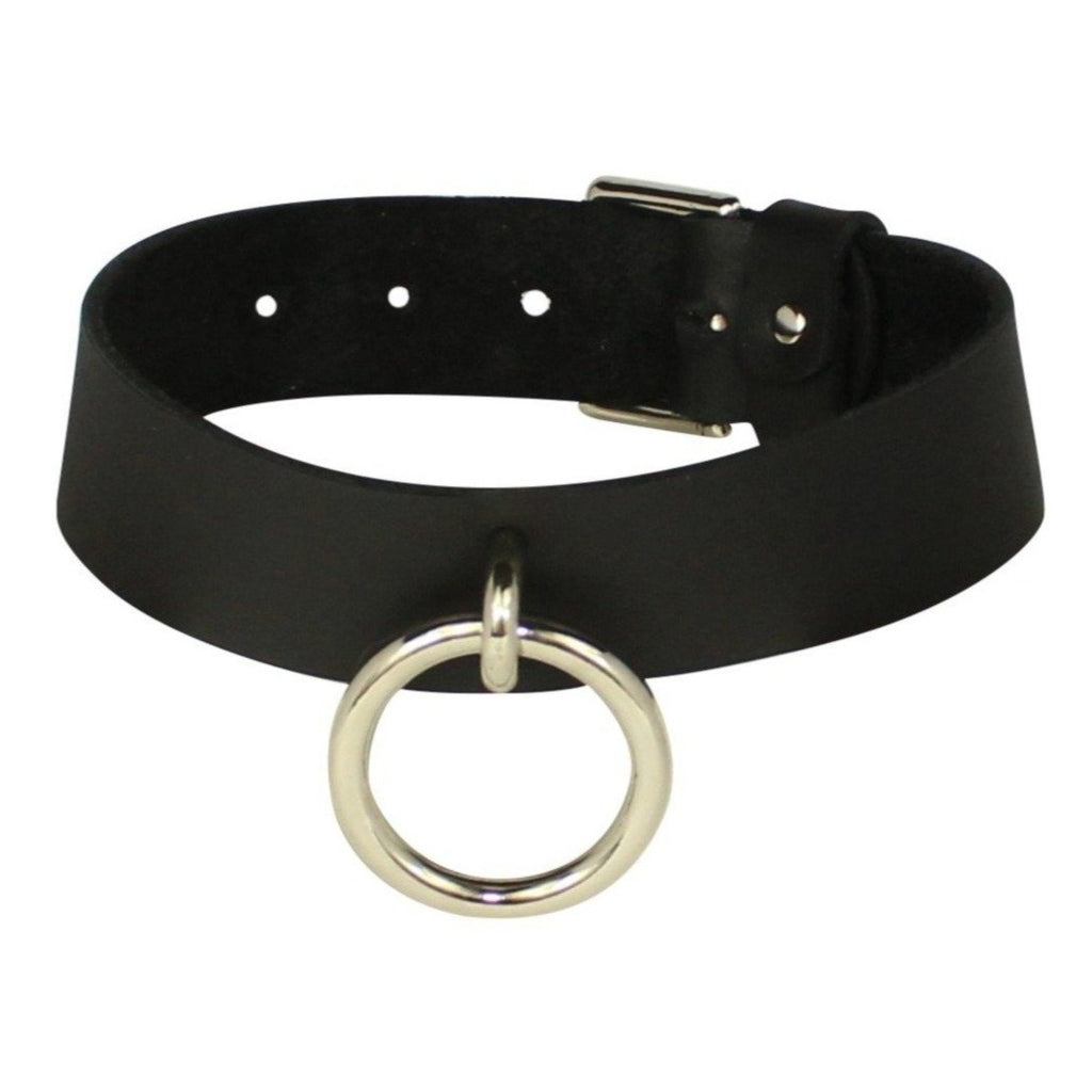 Leather Choker | Silver | Black Leather
