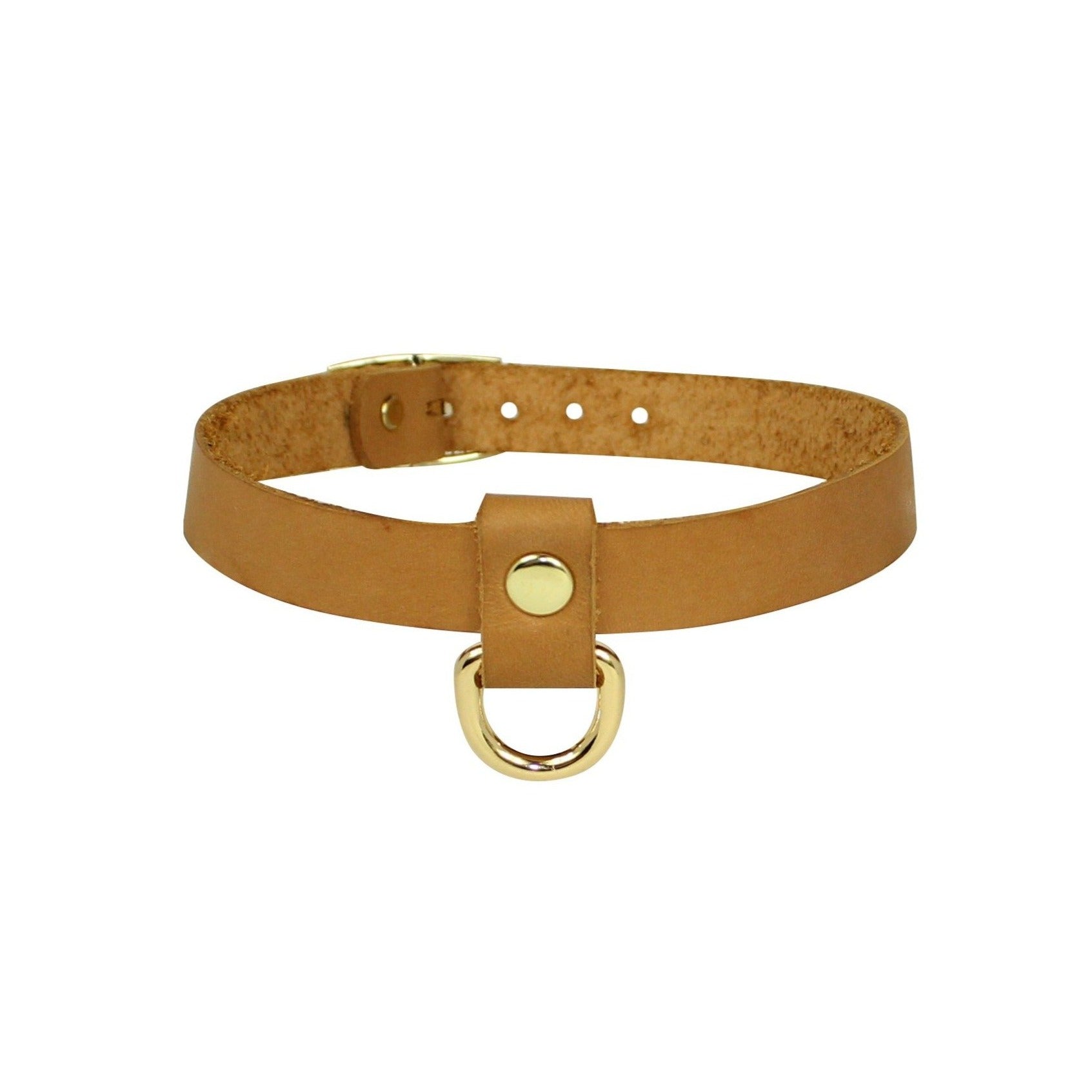 Bondage Collar | Tan Leather | Gold