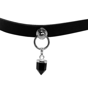 Leather Choker | Onyx Pendant