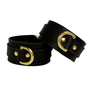 Leather Cuffs | Slimline | Polished Brass