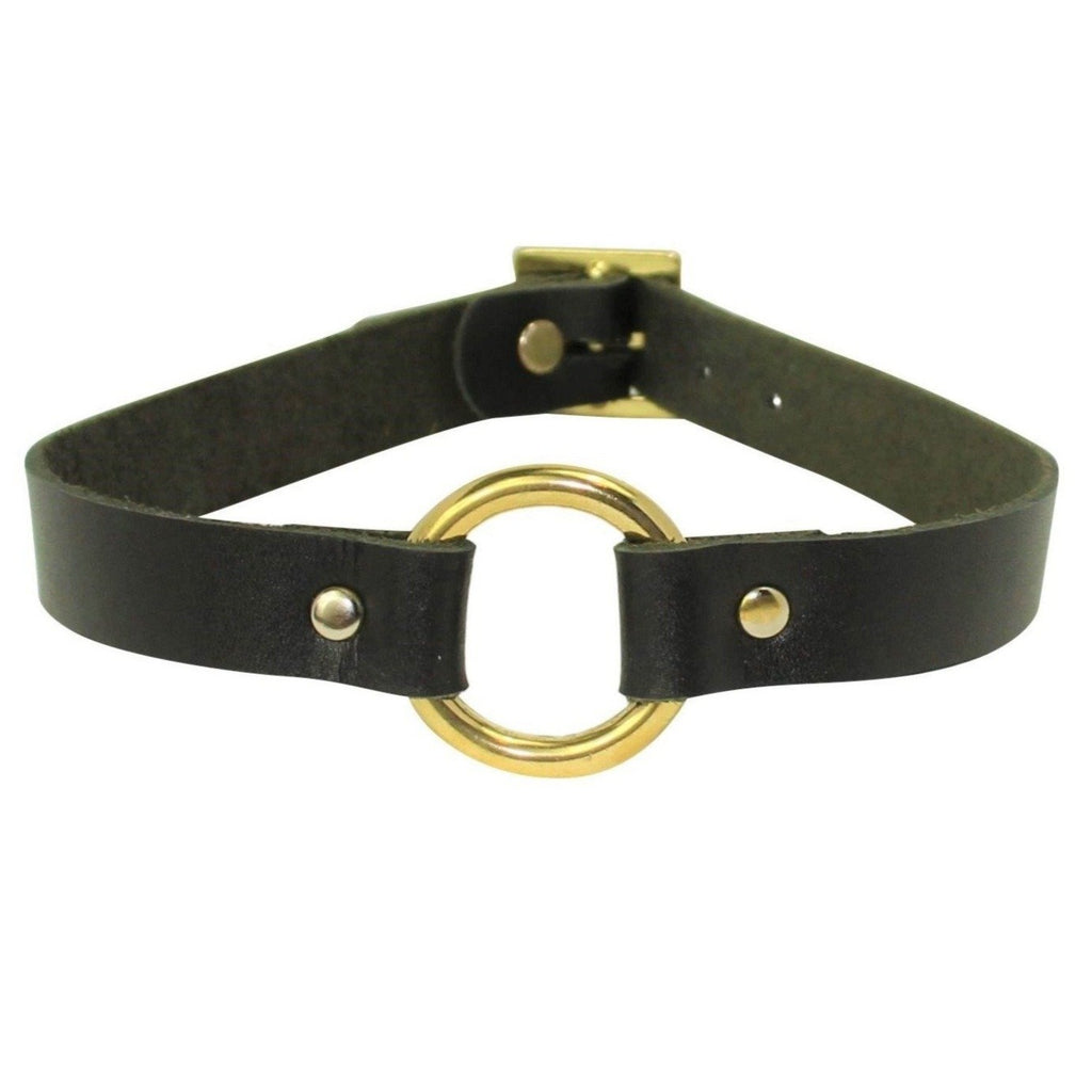 Leather Choker | Gold | Black Leather