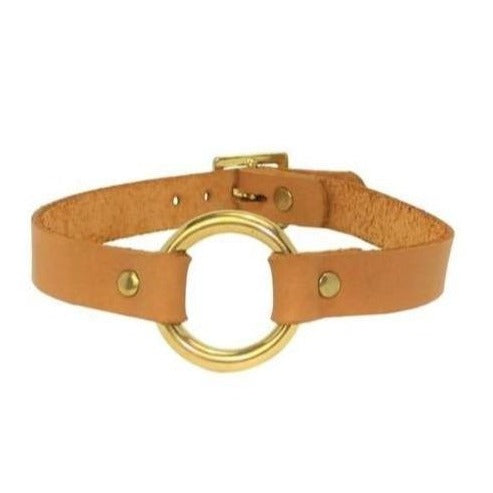 Bondage Collar | Tan Leather | Gold