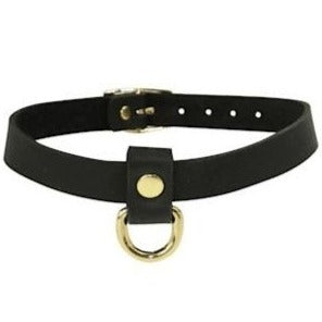 Choker | Black Leather Gold