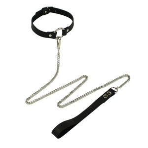 Leather Chain Lead | Silver | Black