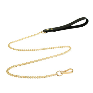 Leather Chain Lead | Gold | Black
